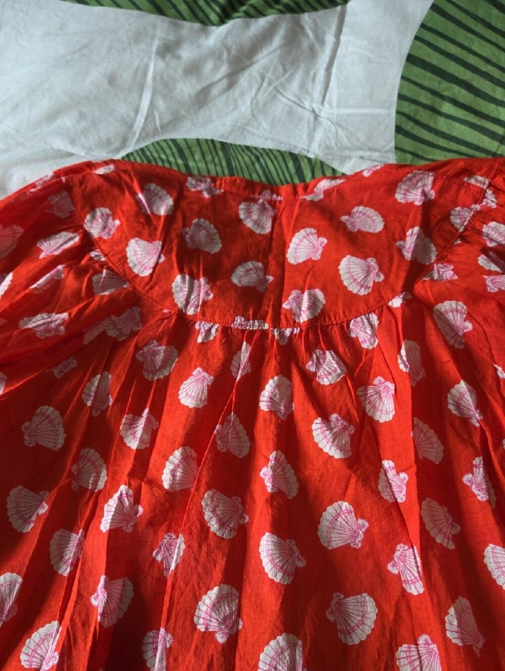 Anthropologie Red Shell-Print Button Front Blouse - Picture 5 of 6
